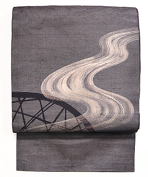 蛇籠と流水絽名古屋帯