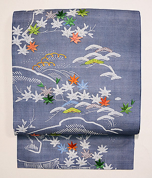 藍絽江戸裂名古屋帯