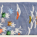 藍絽江戸裂名古屋帯 前柄