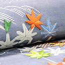 藍絽江戸裂名古屋帯 前柄(左巻き)