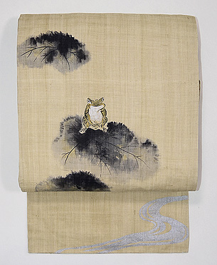 カエル君の手描き夏名古屋帯