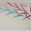 白地白鷺の刺繍名古屋帯　前柄