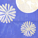 藍地海松に双魚紋の袋帯　前柄