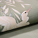 深川鼠色柳に白鷺絽名古屋帯　質感・風合