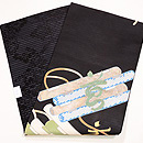 筏に文字文様絽名古屋帯　帯裏