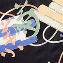 筏に文字文様絽名古屋帯　前柄