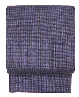 浦野理一作 藍地みじん格子縦節紬名古屋帯