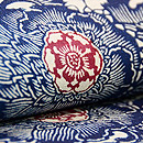 浦野理一作 牡丹唐草型染め名古屋帯　質感・風合