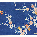 藍地江戸裂名古屋帯　前柄