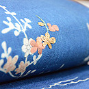 藍地江戸裂名古屋帯　質感・風合