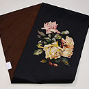 薔薇刺繍黒繻子名古屋帯　帯裏
