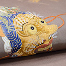 雅楽面の刺繍名古屋帯 質感・風合