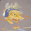 雅楽面の刺繍名古屋帯 質感・風合