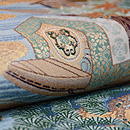 宮中舟遊び文様丸帯　質感・風合