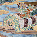 宮中舟遊び文様丸帯　質感・風合