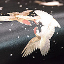 黒地群れ雀の名古屋帯 質感・風合