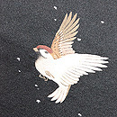 黒地群れ雀の名古屋帯 質感・風合