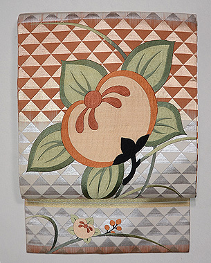 鱗紋に橘の刺繍名古屋帯