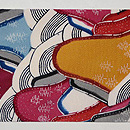 浦野理一作 紅型遠山名古屋帯　前柄