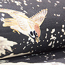 雪景色に雀と隠れ蓑の図小袖崩し名古屋帯 質感・風合