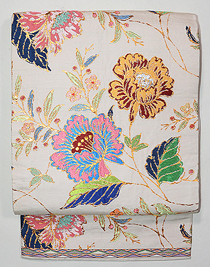 龍村平蔵作金更紗大唐花錦丸帯