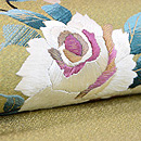 白薔薇と蕾の刺繍名古屋帯 質感・風合