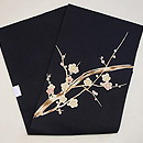 黒地に白梅染め名古屋帯 帯裏