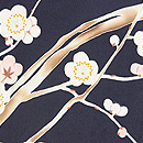 黒地に白梅染め名古屋帯 織り出し