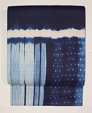 インド藍染め絞り名古屋帯