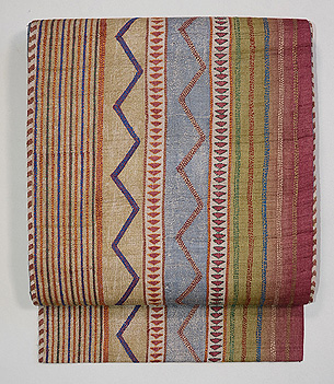 縞のカンタワーク名古屋帯