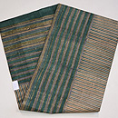 グリーンのプリント名古屋帯　帯裏