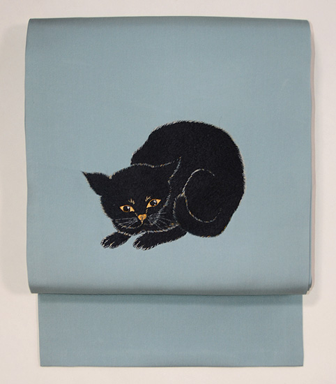 黒ネコの刺繍名古屋帯 - アンティーク着物の灯屋2