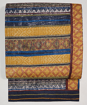 横縞のカンタワーク名古屋帯