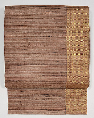 ムガシルク金のボーダー柄名古屋帯