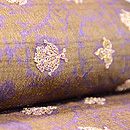 茶地ミラーワークの名古屋帯　質感・風合