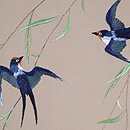 柳にツバメ刺繍名古屋帯　質感・風合