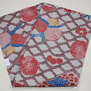 松に桃文様紅型染め名古屋帯　帯裏