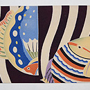 波に魚たちの名古屋帯　前柄