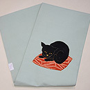 黒猫に桜の刺繍名古屋帯　帯裏