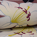 白百合に波文様絽名古屋帯　質感・風合