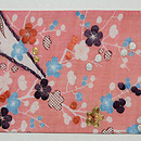 江戸裂崩し紅花の名古屋帯　前柄