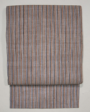 四色縦縞の越後上布名古屋帯