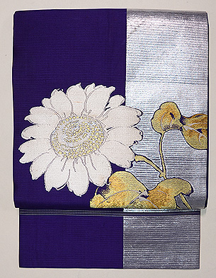 ひまわりの織り絽の名古屋帯