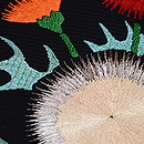 黒地アザミの刺繍夏名古屋帯　質感・風合