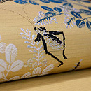 辛子色萩に鈴虫の夏名古屋帯　質感・風合