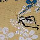 辛子色萩に鈴虫の夏名古屋帯　質感・風合