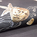 黒地貝刺繍絽名古屋帯　質感・風合
