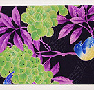 黒地ぶどうにヤマドリ縮緬名古屋帯　前柄