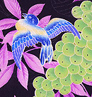 黒地ぶどうにヤマドリ縮緬名古屋帯　質感・風合