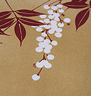 辛子色笹に南天の錦紗名古屋帯　質感・風合